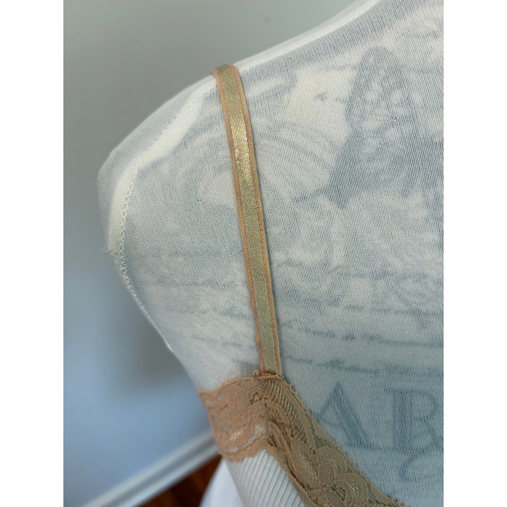 Von Dutch Camisole Women Small Y2K McBling Ribbed Lace Trim Metallic Straps Tank - Picture 4 of 7